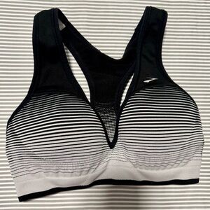 Brooks Black and White Ombre Sports Bra with Racerback
